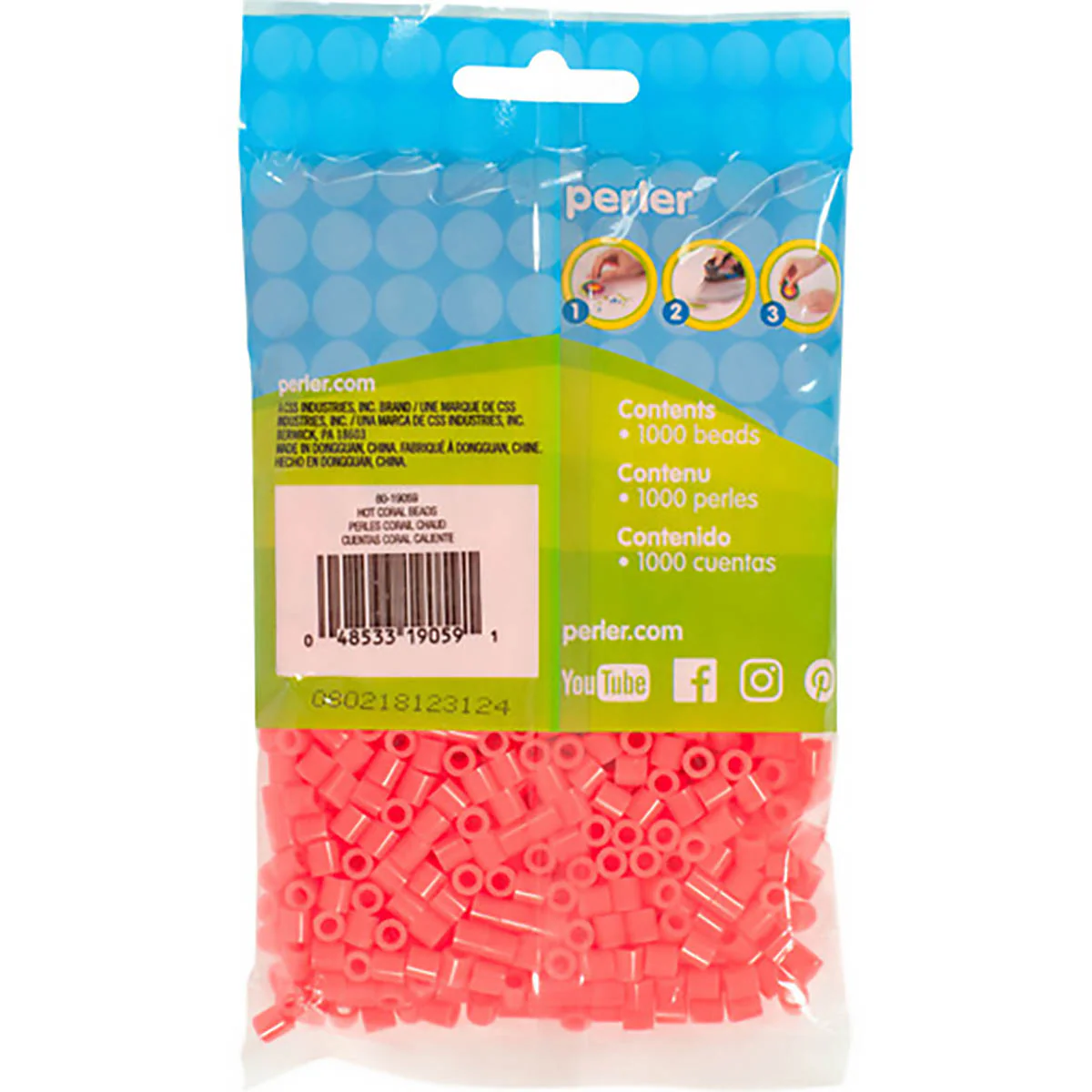 1,000 Perler Beads - Hot Coral - Image 3